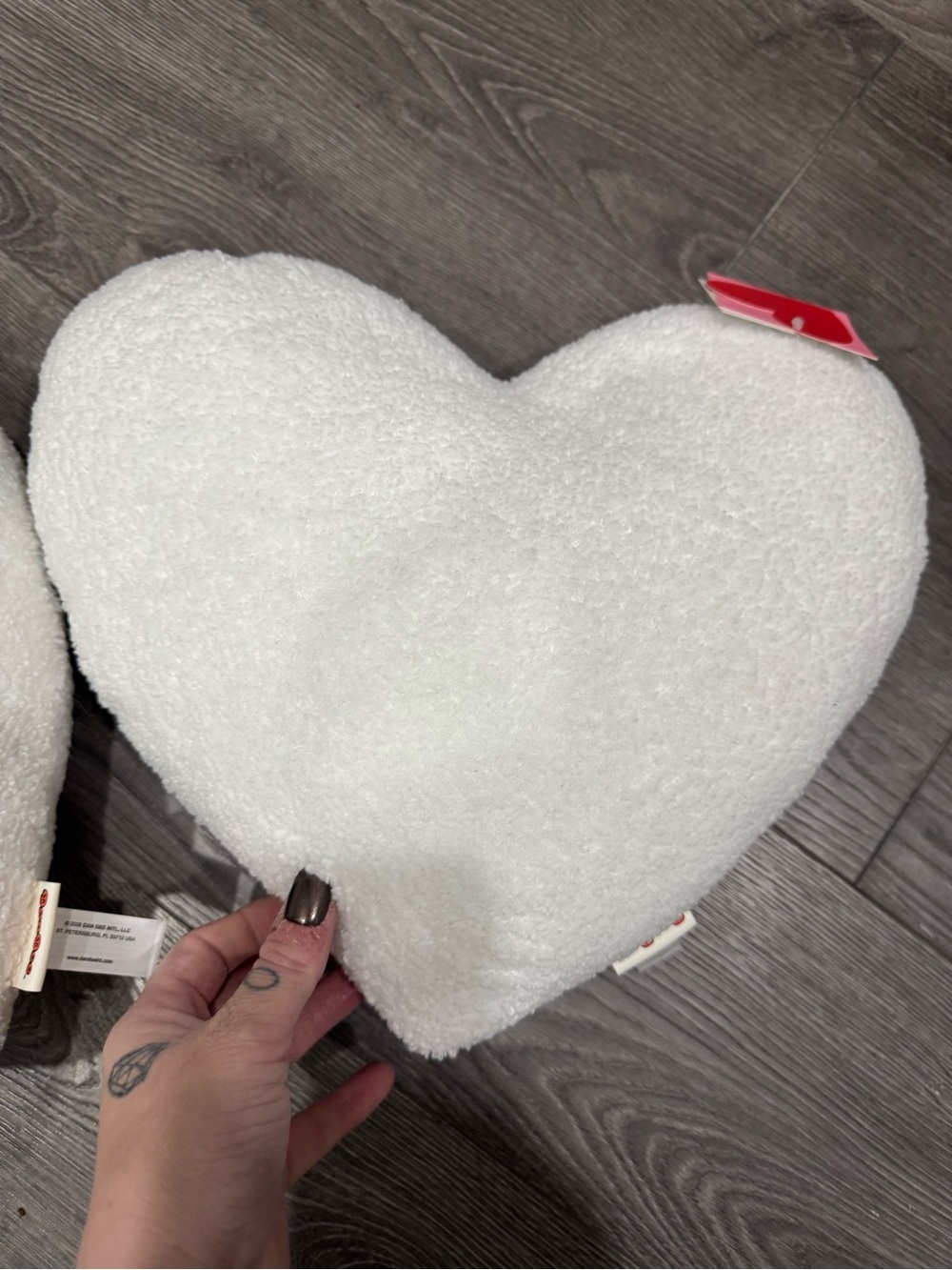 2 plush white heart pillows